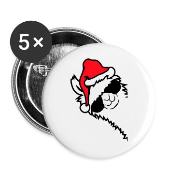 Lama Cool Sonnenbrille Weihnachtsmütze Seitlich - Buttons groß 56 mm (5er Pack) - Weiß - Vorne