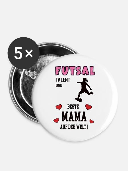 Futsal Spielerin Mama Futsalerin Mutter Frau - Buttons groß 56 mm (5er Pack) - Weiß