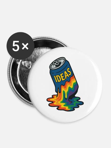 Schmelzende Regenbogen-Ideen können - Buttons groß 56 mm (5er Pack) - Weiß