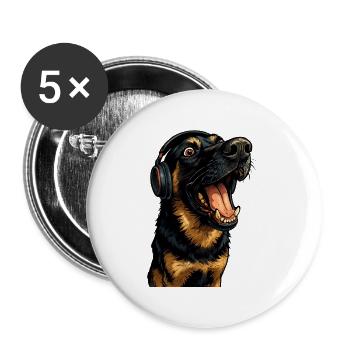 Headphone Rottweiler Portrait - Buttons large 2.2''/56 mm (5-pack) - white - Front
