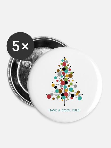 Have a Cool Yule! – Retro Weihnachtsdesign - Buttons groß 56 mm (5er Pack) - Weiß