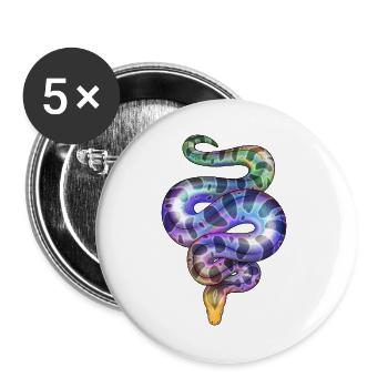 Rainbow Neon Snake - Buttons large 2.2''/56 mm (5-pack) - white - Front