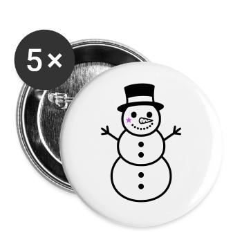 Naughty Snowman with Top Hat | Winter - Buttons large 2.2''/56 mm (5-pack) - white - Front