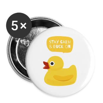 Bleiben Sie ruhig und ducken Sie sich vor dem Design - Buttons groß 56 mm (5er Pack) - Weiß - Vorne