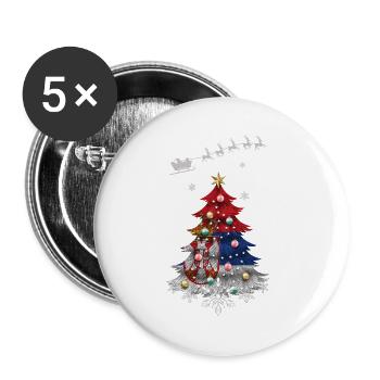 Sapin de Noël avec drapeau serbe - Lot de 5 grands badges (56 mm) - blanc - Devant