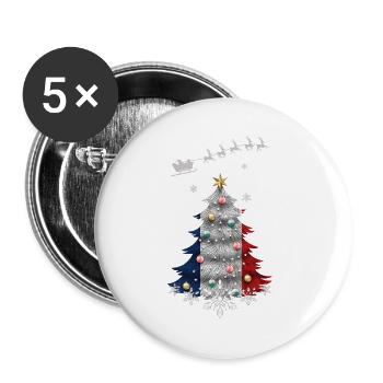 Weihnachtsbaum mit Frankreich-Flagge - Buttons groß 56 mm (5er Pack) - Weiß - Vorne