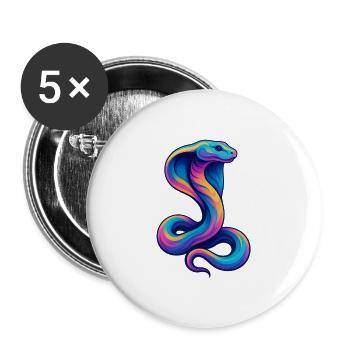 Colored snake in neon palette - Buttons large 2.2''/56 mm (5-pack) - white - Front