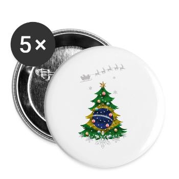 Christmas tree with Brazil flag - Buttons large 2.2''/56 mm (5-pack) - white - Front