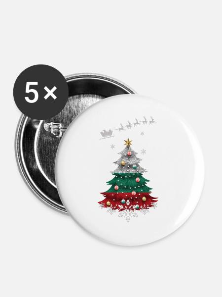 Weihnachtsbaum mit bulgarischer Flagge - Buttons groß 56 mm (5er Pack) - Weiß