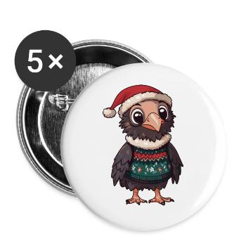 Adler Vogel Weihnachten - Buttons groß 56 mm (5er Pack) - Weiß - Vorne