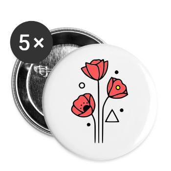 Poppy-Poppies-Minimalist-Line-Art-4 - Buttons large 2.2''/56 mm (5-pack) - white - Front
