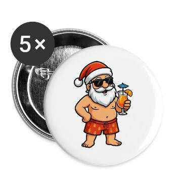 Strand-Santa Cocktail - Buttons groß 56 mm (5er Pack) - Weiß - Vorne