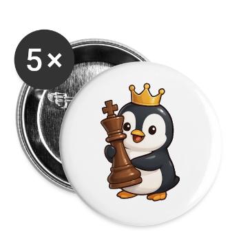 Cute Penguin Chess Figure King Queen Brain Teaser - Buttons large 2.2''/56 mm (5-pack) - white - Front
