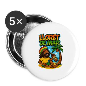 Lloret de Mar Rastas on the beach  - Lot de 5 grands badges (56 mm) - blanc - Devant