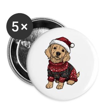 Golden Retriever Dog Christmas Funny - Buttons large 2.2''/56 mm (5-pack) - white - Front