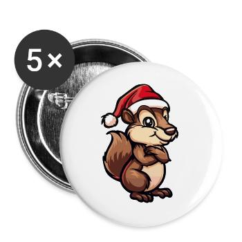 Squirrel Christmas - Buttons large 2.2''/56 mm (5-pack) - white - Front