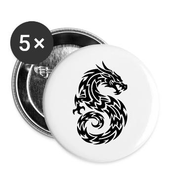 Mächtiger Drache – asiatisches Mythologie Design - Buttons groß 56 mm (5er Pack) - Weiß - Vorne