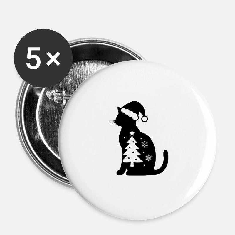 Katze - Buttons groß 56 mm (5er Pack) - Weiß