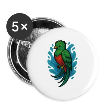 Grüner Quetzal-Vogel mit blauem Aquarell - Buttons groß 56 mm (5er Pack) - Weiß - Vorne