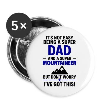 Heart + Mountaineering – Super Papa Mountaineer - Buttons large 2.2''/56 mm (5-pack) - white - Front