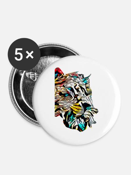 Löwin - Buttons groß 56 mm (5er Pack) - Weiß