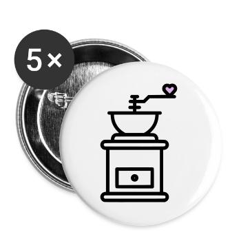 Coffee Love: Coffee Grinder with Heart Vector - Buttons large 2.2''/56 mm (5-pack) - white - Front