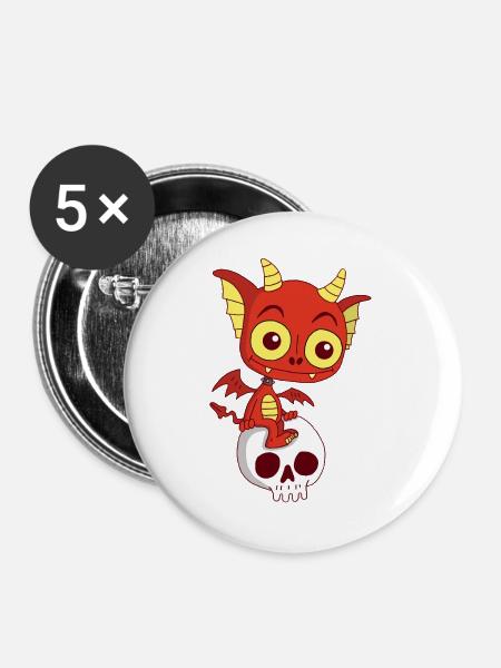 Kleiner Dämon rastet - Buttons groß 56 mm (5er Pack) - Weiß
