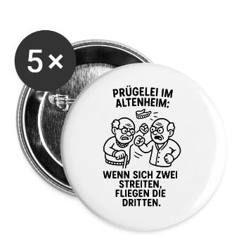 dritten fliegen schlägerei prügelei streit  - Buttons groß 56 mm (5er Pack) - Weiß - Vorne