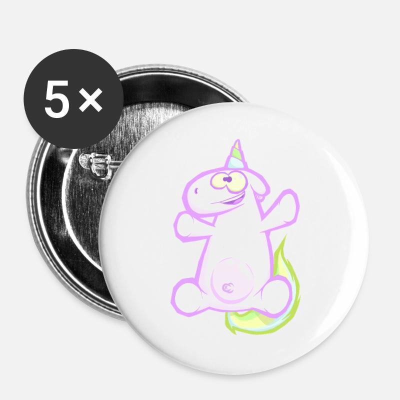 Einhorn - Buttons groß 56 mm (5er Pack) - Weiß