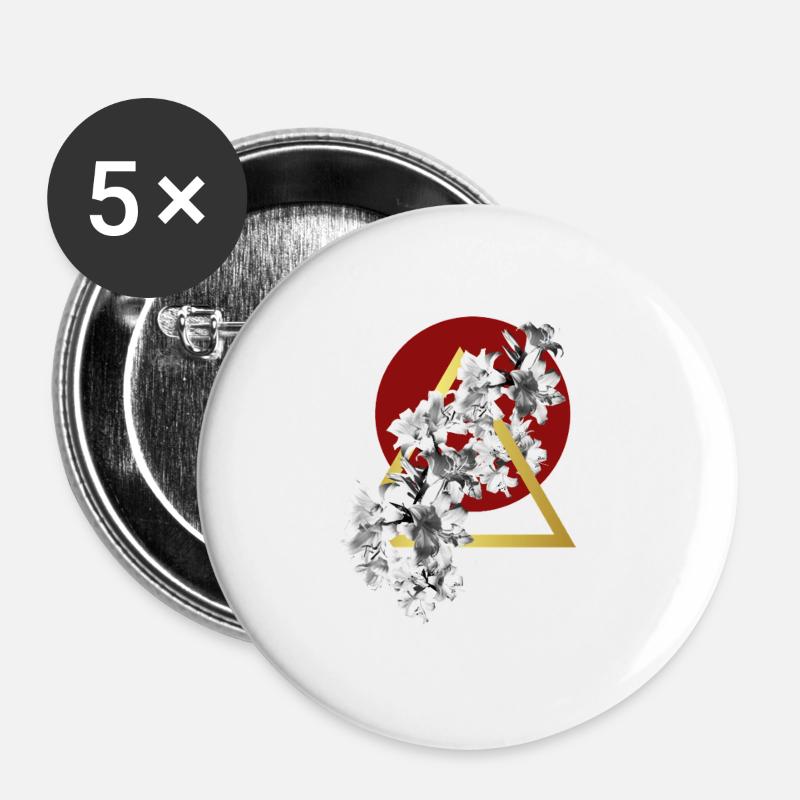 Geometric Golden Lilies - Buttons large 2.2''/56 mm (5-pack) - white