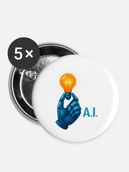ai Tech Statement mit coolem Vibe funny - Buttons groß 56 mm (5er Pack) - Weiß