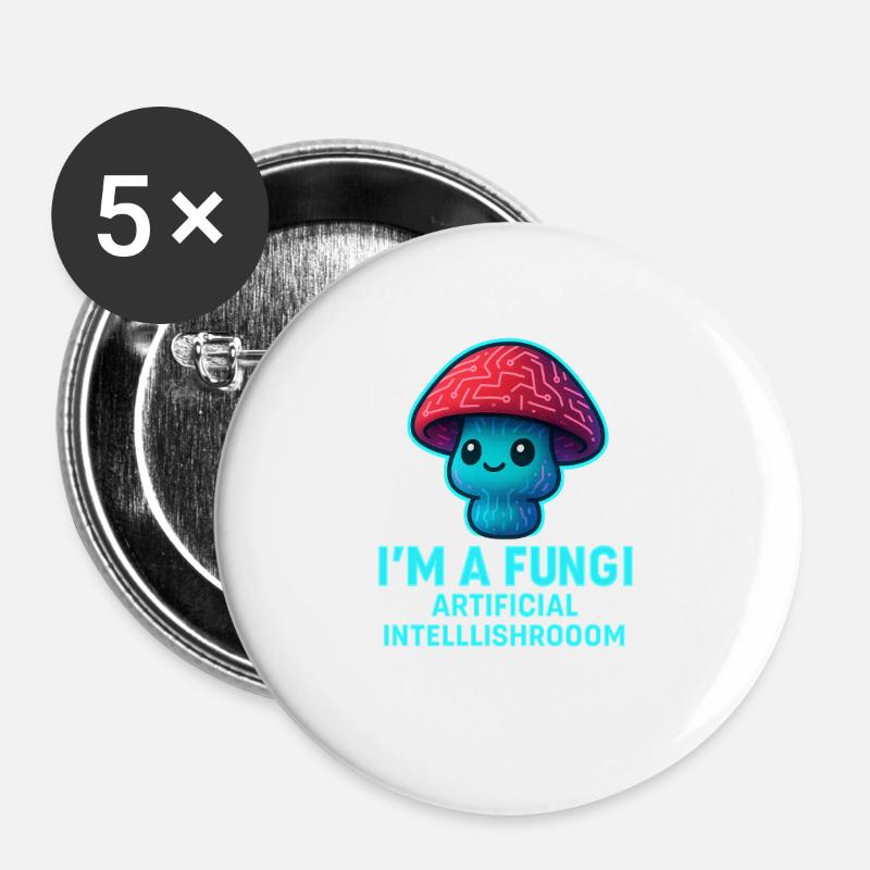 Artificial Mushroom Friend Fungi AI - Buttons large 2.2''/56 mm (5-pack) - white