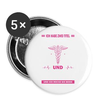 Mom and doctor - Buttons large 2.2''/56 mm (5-pack) - white - Front