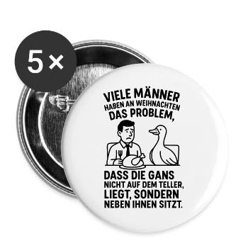 Blague sur les hommes de Noël à l’oie - Lot de 5 grands badges (56 mm) - blanc - Devant