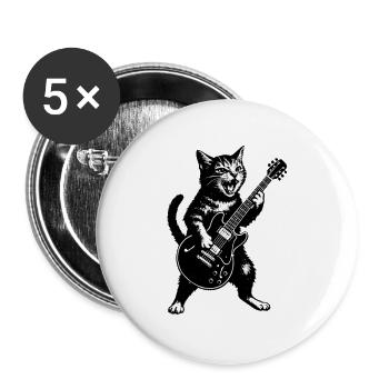 Katzen Gitarrist Punk Illustration - Buttons groß 56 mm (5er Pack) - Weiß - Vorne