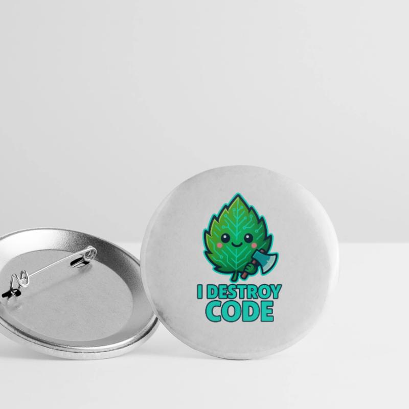 Green Leaf Code Warrior Buttons large 2.2''/56 mm (5-pack)