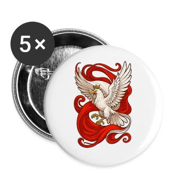 Poland Polska Eagle Epic Flag Flag Gift - Buttons large 2.2''/56 mm (5-pack) - white - Front