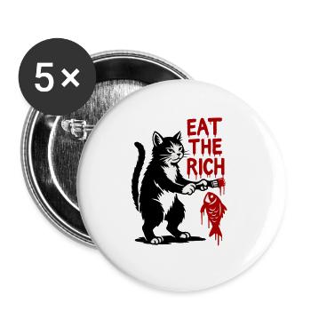 Katzengraffiti: Fischjagd Schrift - Buttons groß 56 mm (5er Pack) - Weiß - Vorne