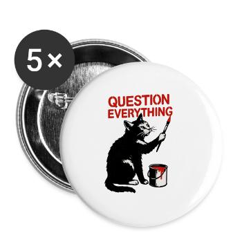 Tout remettre en question : Art des chats - Lot de 5 grands badges (56 mm) - blanc - Devant