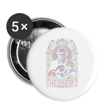 Leo Tolstoy - Buttons large 2.2''/56 mm (5-pack) - white - Front