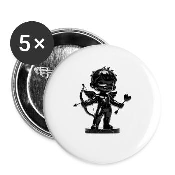 Schwarzer Amor mit Bogen - Buttons groß 56 mm (5er Pack) - Weiß - Vorne