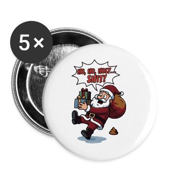 Nikolaus Weihnachtsmann Eskalation Weihnachten - Buttons groß 56 mm (5er Pack) - Weiß - Vorne