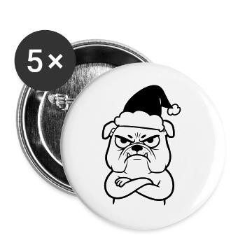 Weihnachts-Bulldogge Cartoon Illustration - Buttons groß 56 mm (5er Pack) - Weiß - Vorne