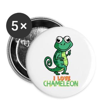 I Love Chameleon Cute Lizard Reptile Pet Animal  - Buttons large 2.2''/56 mm (5-pack) - white - Front