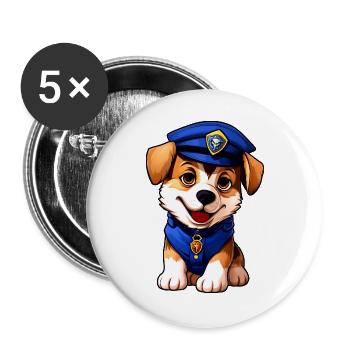 Policier canin - Lot de 5 grands badges (56 mm) - blanc - Devant