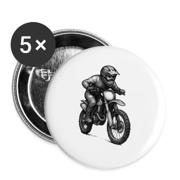 Motocross Rider Illustration - Buttons large 2.2''/56 mm (5-pack) - white - Front