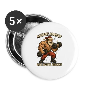 The biceps burn Christmas - Buttons large 2.2''/56 mm (5-pack) - white - Front