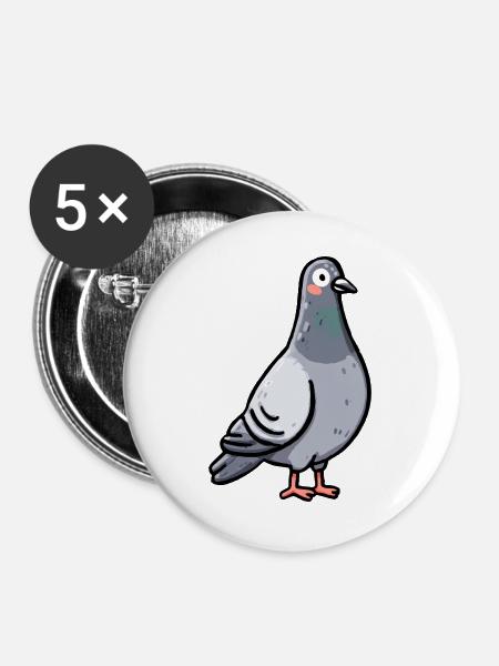 Verspieltes Taubenporträt - Buttons groß 56 mm (5er Pack) - Weiß
