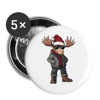 Orignal Noël Hiver - Lot de 5 grands badges (56 mm) - blanc - Devant