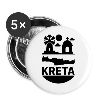 kreta wahrzeichen insel griechenland - Buttons groß 56 mm (5er Pack) - Weiß - Vorne